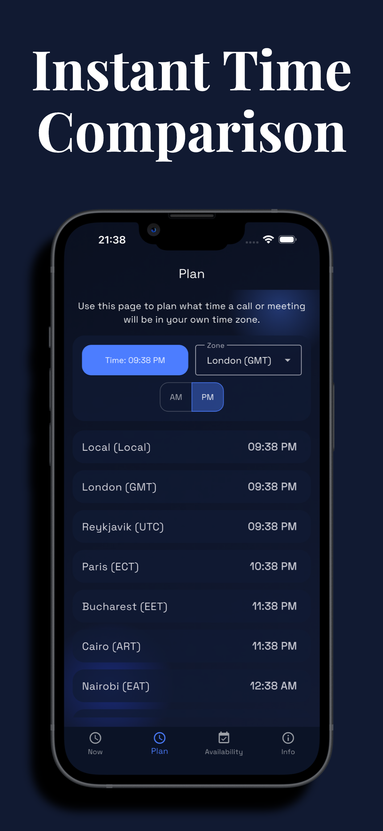 Plan page – Instant Time Comparison